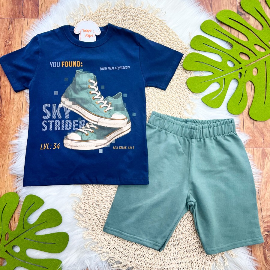 Conj. Camiseta Sky Strider e Bermuda - Marinho e Verde